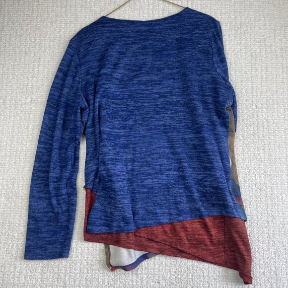 Mode Vin Rouge Women's XL Abstract Art AOP Shirt Top Canada Made Asymmetrical - Picture 11 of 15